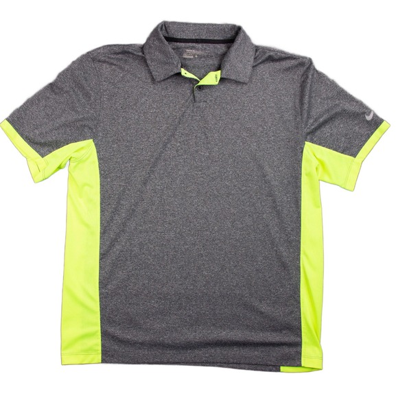 Nike Golf Polo Shirt Tour Performance Dri Fit Sz L‎ Heather Grey Polyester Mens - Picture 1 of 11
